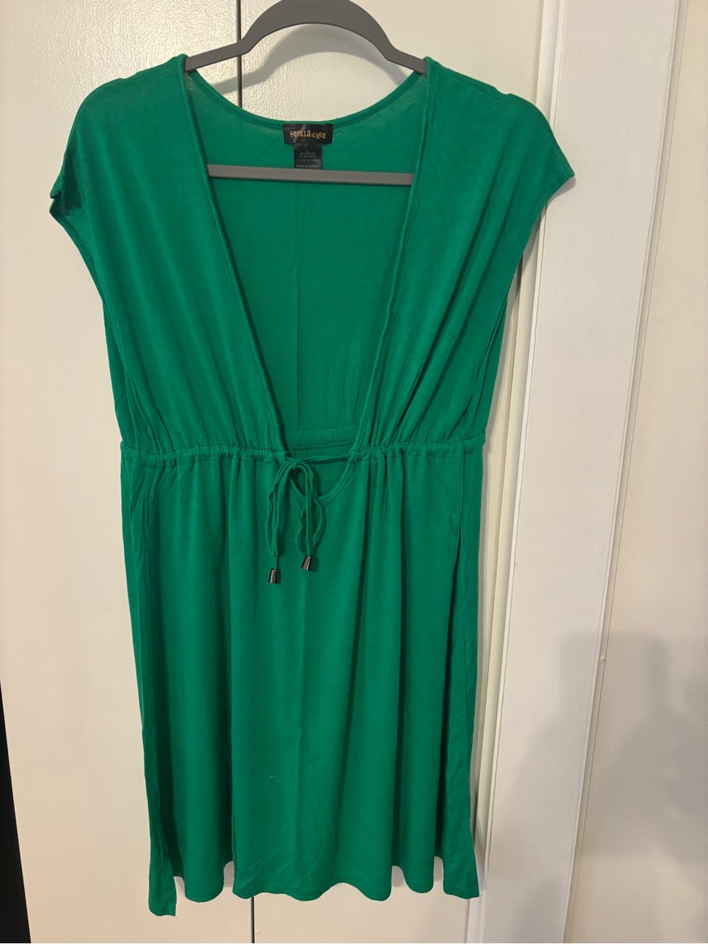 Deep V-neck Drawstring Swim Coverup size L